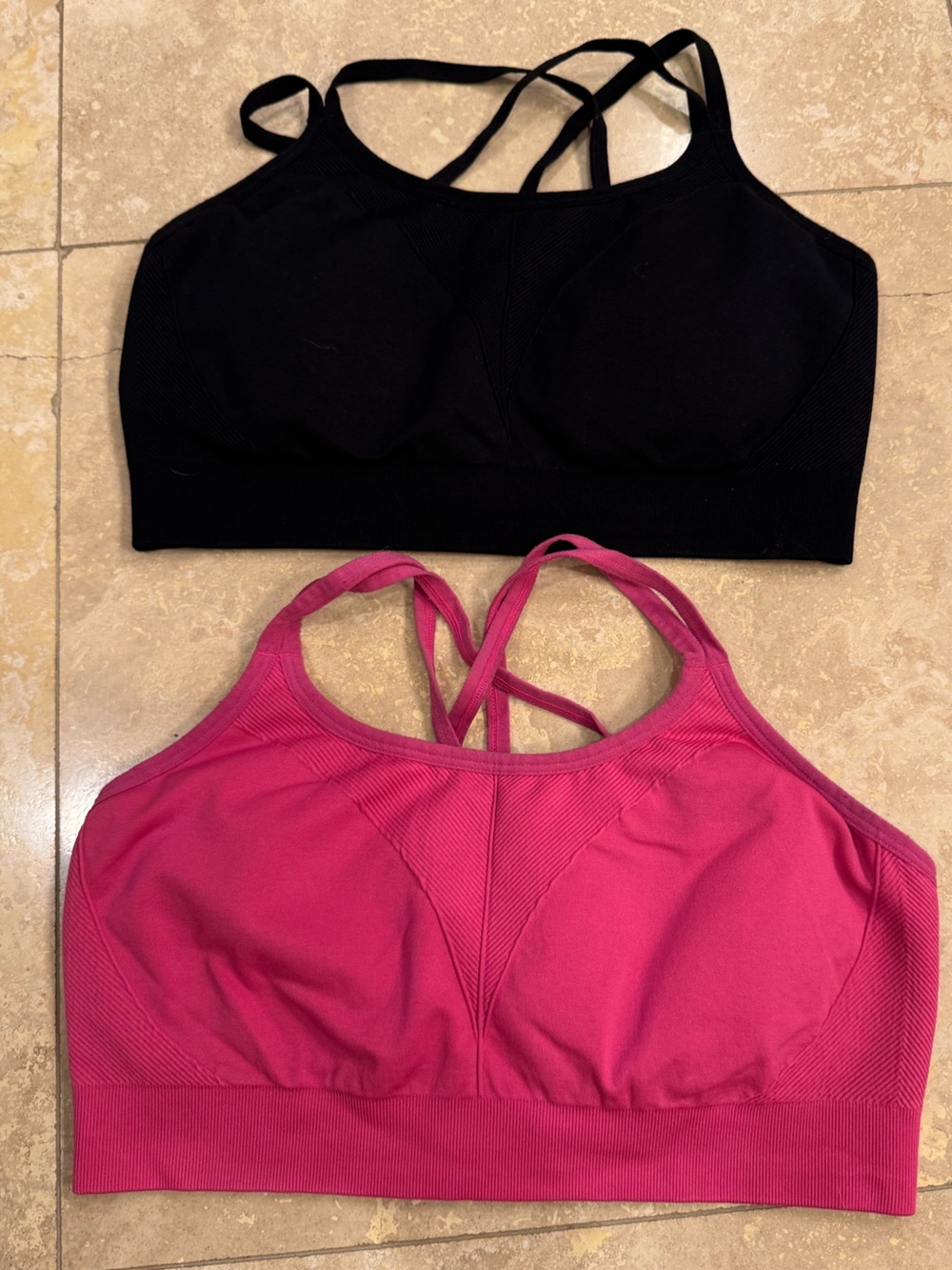 BOGO Soma Seamless Crisscross Strappy Sports Bras - Black & Burgundy